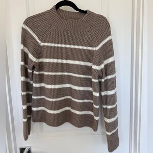 Brown and White Striped Sweater